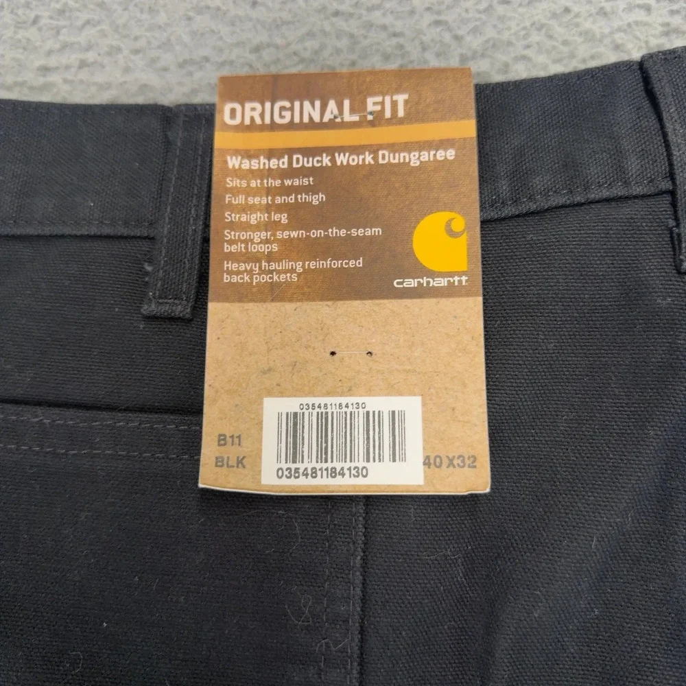 Carhartt Jeans Mens 40x32 Black Loose Straight Washed Duck Dungaree Orginal Fit